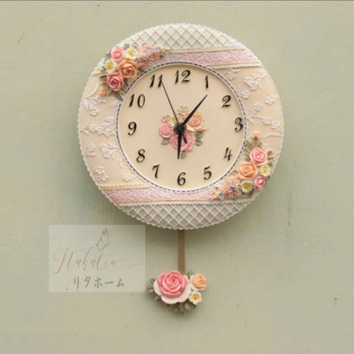 楽天市場】インテリア 時計 壁掛け時計 かけ時計 姫系雑貨 振り子時計  