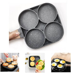 目玉焼き フライパン 4穴卵フ ライパン ガス対応 お手入れ簡単 丸型 目玉焼き用 IH対応 フライパン 焦げ付き防止 アルミ合金製 家庭用 業務用