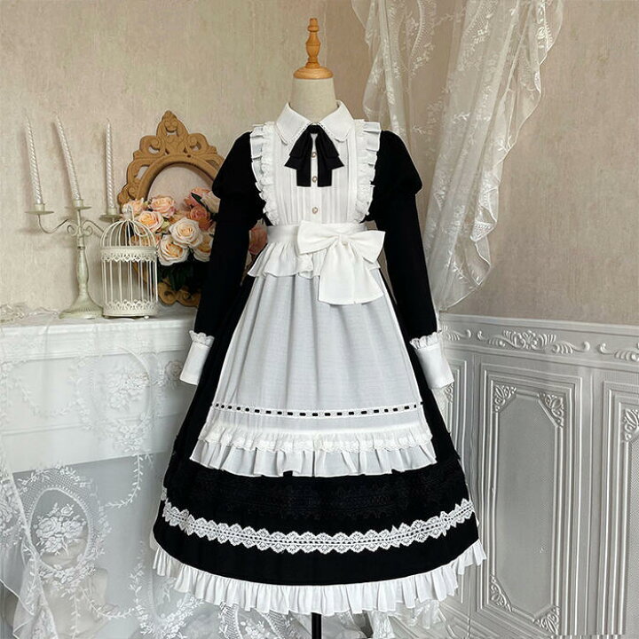 楽天市場】ロリータ メイド 3点セット 秋冬 長袖 コスプレ ワンピース 
