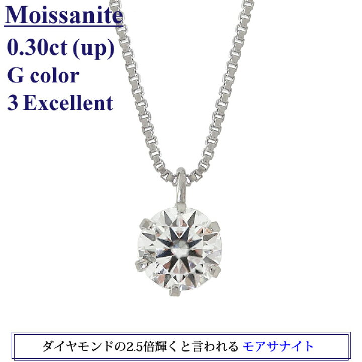 楽天市場】モアサナイト ネックレス 0.3カラット 一粒 ネックレス 