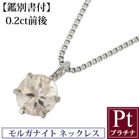 鑑別書付 4月誕生石 天然モルガナイト ネックレス 0.2カラット前後 0.2ct プラチナ Pt900 Pt850 一粒 6本爪 誕生日 クリスマス プレゼント 彼女 妻 嫁 娘 母