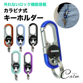 カラビナ ダブルリング キーホルダー キーリング ロック機能 フック ファッション デザイン メンズ 男性 鍵 キー おしゃれ 小物 金属製
