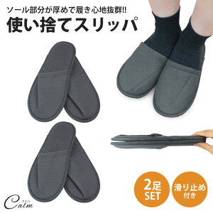 使い捨て 携帯スリッパ 2足セット 個包装 使い捨てスリッパ 履きやすい 滑り止め 持ち運び 軽量 前閉じタイプ 旅行 来客 携帯