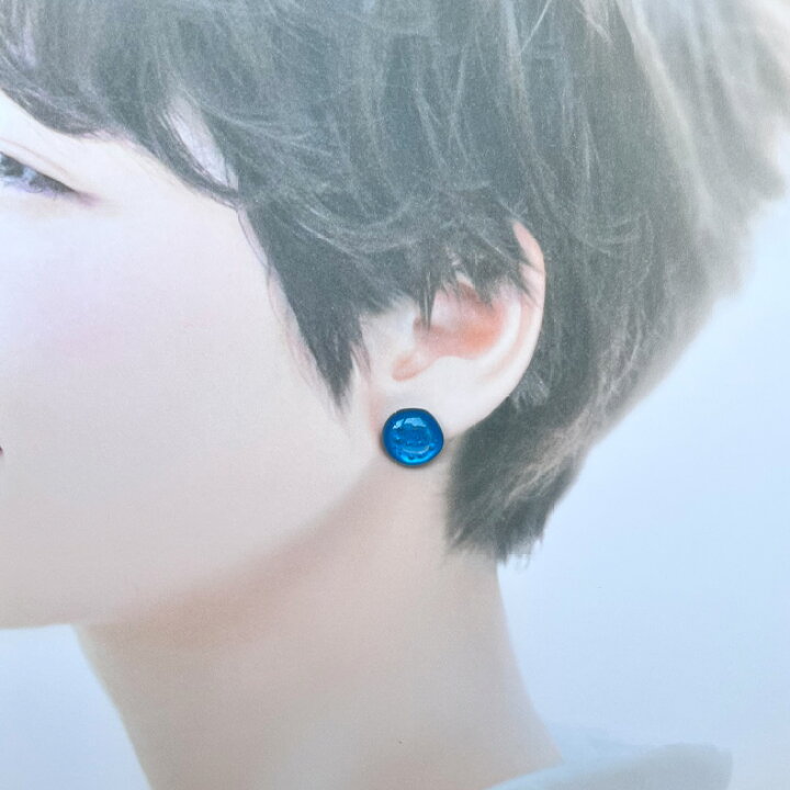 楽天市場】バブルピアス ブルー レジン ピアス アレルギー対応 