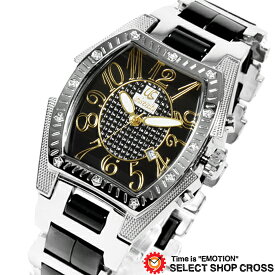ユニバーシティ UNIVERSITY メンズ腕時計 アナログ ステンレス ブラック×ゴールド US203BKG