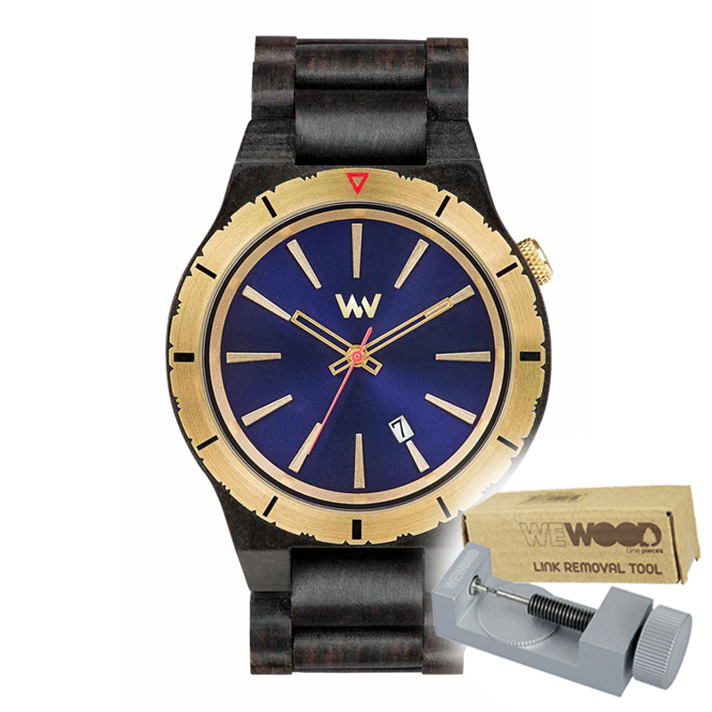 WEWOOD ウィーウッド 正規品 ASSUNT MB BLUE GOLD 木製腕時計＆純正器具セット ベルトコマ調整工具付き NATURAL WOOD ナチュラルウッド ハンドメイド時計 9818134