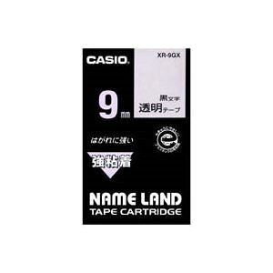 (まとめ)カシオ CASIO 強粘着テープ XR-9GX 透明に黒文字 9mm【×5セット】