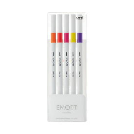 （まとめ）三菱鉛筆 水性サインペン EMOTT5色セット No.2 パッションカラー PEMSY5C.NO2 1パック【×3セット】