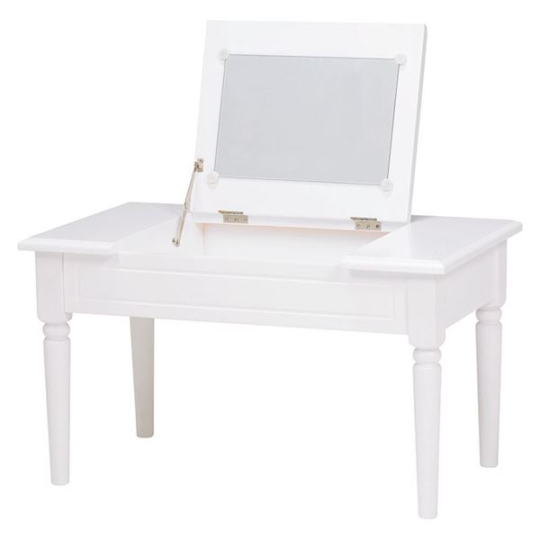 コスメテーブル(ドレッサー/化粧台) 木製 幅70cm 鏡付き ホワイト(白) 【代引不可】