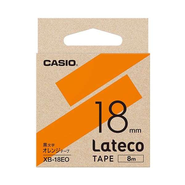 （まとめ）カシオ ラテコ 詰替用テープ18mm×8m オレンジ/黒文字 XB-18EO 1個【×5セット】 | Shop　E-ASU