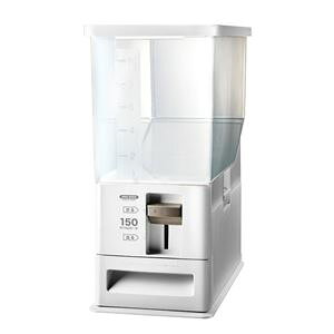 【8個セット】 計量米びつ/ライスストッカー 【12kg型 ホワイト】 計量単位(約):1合 プラスチック製 洗える