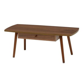 センターテーブル ローテーブル 約幅95×奥行40×高さ37cm ブラウン スクエア型 引き出し 木製脚付 組立品 リビング【代引不可】
