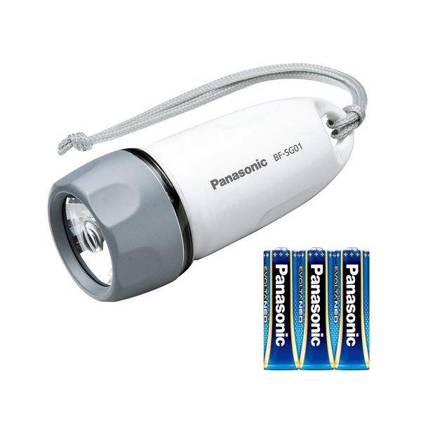 (まとめ) パナソニック LED防水ライト 乾電池エボルタNEO単3形3本付 BF-SG01N-W 1個 【×5セット】