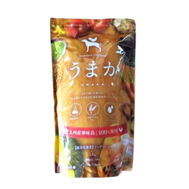 楽天市場】うまか ドッグフード 1.5kg 国産 グルテンフリー 華味鳥 