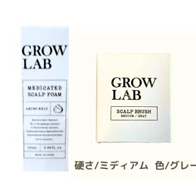 ブラシつき セット グロウラボ メディケイテッドスカルプフォーム GROWLAB 100ml スカルプブラシ 硬さ　ミディアム　グレー