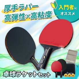 卓球 ラケット 初心者 中級者 2本 セット ペン 両面 ラバー シェーク ケース カーボン 子供 ファミリー 練習用 flttennis
