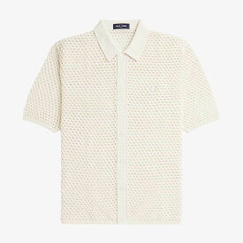 フレッドペリー ニットポロシャツ 半袖 FRED PERRY K7850 メンズ Lace Button Through Shirt スポーツスタイル ワンポイント 刺繍 シンプル メッシュ サマーニット