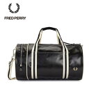 フレッドペリー バレルバッグ ボストンバッグ BLACK×ECRU D57 FRED PERRY L7255 CLASSIC BARREL BAG メンズ レディース ユニセックス ドラムバッグ ブラック 黒 1泊 旅行 スポーツ 通学 ゴルフ
