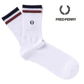 フレッドペリー 靴下 ティップライン入りリブ編みショートソックス FRED PERRY F19998 ホワイト メンズ レディース ユニセックス 刺繍 Tipped Short Socks