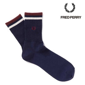 フレッドペリー 靴下 ティップライン入りリブ編みショートソックス FRED PERRY F19998 ネイビーT55 メンズ レディース ユニセックス 刺繍 Tipped Short Socks F19998