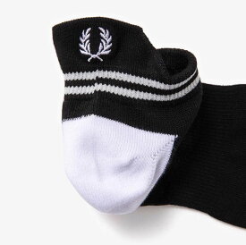 フレッドペリー 靴下 ティップライン アンクルソックス FRED PERRY F19999 メンズ ブラック 刺繍 Tipped Rib Ankle Socks