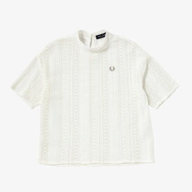 フレッドペリー レーストップ Tシャツ カットソー レース編み FRED PERRY G7135 スノーホワイト 129 白 レディース Lace Top