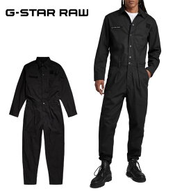 ジースター ロウ つなぎ オールインワン ツナギ G-STAR RAW D22874-D387-6484 メンズ 長袖 シンプル 黒 ブラック COMPACT BITT CANVAS RECYCLED