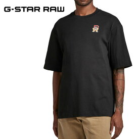 ジースター ロウ ボクシーシルエット Tシャツ 半袖 G-STAR RAW D23162-C336-6484 メンズ ロゴ刺繍 シンプル ワンポイント オーガニックコットン オーバーサイズフィット ブラック EMBRO RAW BOXY T-SHIRT