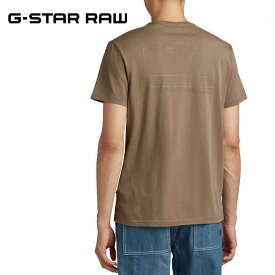 ジースター ロウ バックプリント Tシャツ 半袖 G-STAR RAW D23160-336-B743 メンズ ロゴ シンプル ワンポイント オーガニックコットン レギュラーフィット ホワイト ブラウン BACK GRAPHIC RAW T-SHIRT
