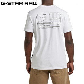 ジースター ロウ バックプリント Tシャツ 半袖 G-STAR RAW D23160-336-110 メンズ ロゴ シンプル ワンポイント オーガニックコットン レギュラーフィット ホワイトブラック BACK GRAPHIC RAW T-SHIRT