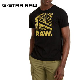 ジースター ロウ プリント Tシャツ 半袖 G-STAR RAW D24685-C506-6484 ブラック 黒 メンズ ロゴ オーガニックコットン