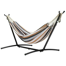 ダブルハンモック スタンド付き キャリーケース付き 耐荷重213kg 300×117cm マルチカラー 省スペース