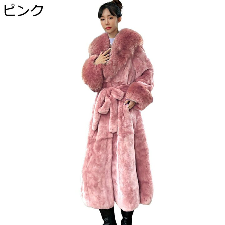 毛皮コート レディース フェイクファージャケット ロング丈 アウター ファーネック 防寒 厚手 モコモコ ボアカーディガン 着 せ ゆったり 贅沢感 冬服 オフィス 二次会 デート ショップ郷上