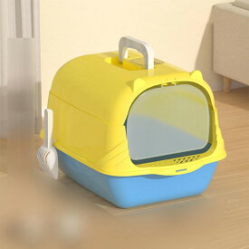 猫用トイレ本体 取っ手付き 扉付き 蓋付き 猫用 扉付き 耐久性 砂の飛び散り防止 出入り便利 おしゃれ 臭い防止 倒れにくい お留守番 大きめ 出入り便利 フレキシブルリッターボックス