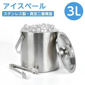 【5％OFFクーポン】アイスペール 二重構造 3L 大容量 保冷 蓋 ふた付き トング付 ステンレス 氷入れ アイスバケツ 冷却器具 アイス ワインクーラー ホームバー パーティー バーラウンジング バーテンダーツール ホテル用 お酒 ウイスキー 業務用 夏場