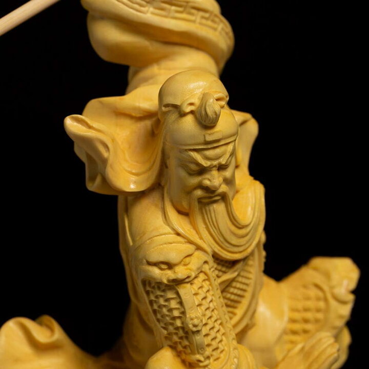 楽天市場】置物 木彫り 三国志 関羽 雲長 関羽像 武財神 青龍偃月刀  