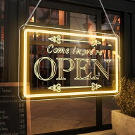 ネオンサイン OPEN LED ネオン看板 オープン ネオンライト USB給電 壁掛け 吊り下げ両用 洋食店ネオンラ…