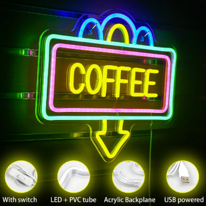 楽天市場】ネオンサイン 「COFFEE」壁掛け NEON SIGN ネオン管 カフェ 