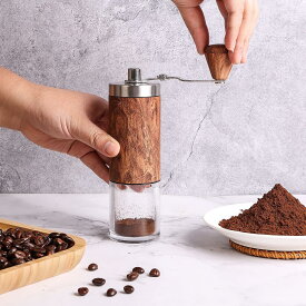 「10％OFFクーポン配布中」手挽きコーヒーミル 手動 コーヒーグラインダー 小型 コーヒー用品 コーヒー豆挽き ステンレス 登山 携帯 キッチン用品 セラミックコア ポータブル 304ステンレス/木製ハンド 自宅 オフィス 旅行用