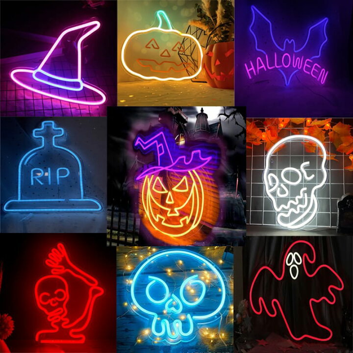 楽天市場】ハロウィンネオンサイン LEDネオンライト USB壁掛け ネオン 