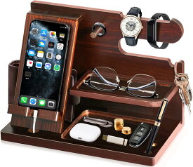 「10％OFFクーポン配布中」誕生日プレゼント 男性 父の日プレゼント スマホスタンド 木製 父親誕生日プレゼント スマホ置き ペン立て 誕生日贈り物 メンズ ギフト ガジェット おもしろ 腕時計 スタンド メガネスタンド ペンスタンド デスクオーガナイザー 小物収納