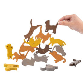 「10％OFFクーポン配布中」積み木 ネコ 木材 知育玩具 かわいい 猫 16点セット