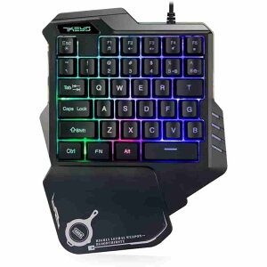 「10%OFFクーポン配布中」左手キーボード メカニカル感触 ゲーミングキーボード 片手操作可能 ゲーミングキーボードRGB LEDバックライトポータブルハーフキーボード USB有線 (ゲーミングキー