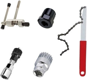 「10%OFFクーポン配布中」自転車修理工具 工具セット 5 in 1 タイヤ修理 取り付け/取り外し 工具 シマノ 自転車工具 自転車取り外し修理ツールフリーハブスパナーフリーホイールカセット