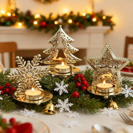 クリスマス キャンドルスタンド 3個セット キャンドルホルダー センターピース 鉄製 置物 北欧 卓上 デコレーション 飾り オーナメント 耐熱 パーティー プレゼント