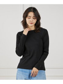 長袖クルーネックプルオーバー《スビン綿MIXフライス》 I.T.'S. international イッツインターナショナル トップス カットソー・Tシャツ グレー ホワイト ブラック【送料無料】[Rakuten Fashion]