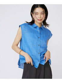 【SALE／50%OFF】《大きいサイズ》リネンフレンチスリーブシャツブラウス INED イネド トップス シャツ・ブラウス ホワイト グレー ブルー【RBA_E】【送料無料】[Rakuten Fashion]