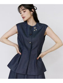 【SALE／35%OFF】《美人百花9月号掲載》《フランドル45周年限定コレクション》シアードッキングデニムジレ《M Maglie le cassetto》 Maglie par ef-de マーリエ ル カセット トップス ベスト・ジレ ブルー【RBA_E】【送料無料】[Rakuten Fashion]