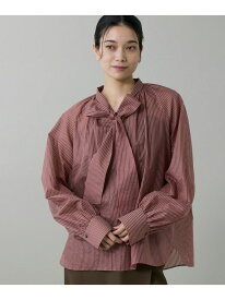 【SALE／40%OFF】シャドーボーダーボウタイブラウス INED イネド トップス シャツ・ブラウス ブラウン ブラック ブルー【RBA_E】【送料無料】[Rakuten Fashion]