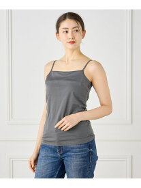 スビンMIXコットンサテン切り替えキャミソール《スビン綿MIX天竺/A-GIRL'S 》 INED イネド トップス キャミソール ブラック ホワイト ブルー グレー【送料無料】[Rakuten Fashion]